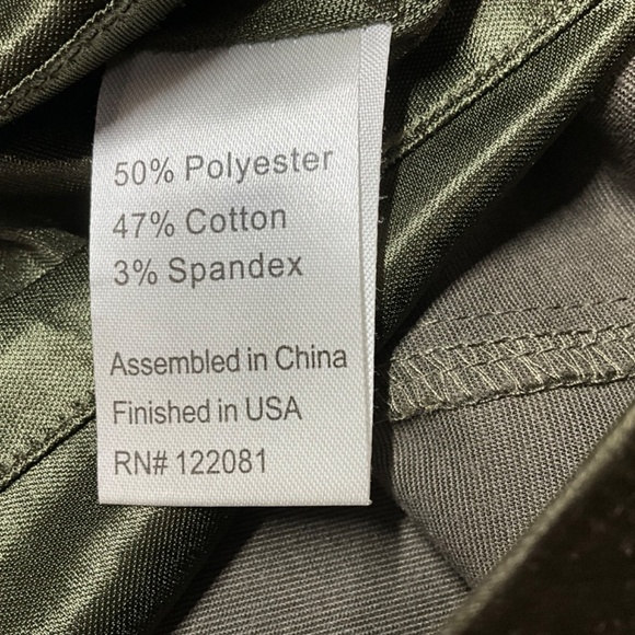 TATYANA Olive Green Poly Blend Satin Faux Leather Pocket Flaps Lined Mini Skirt - Picture 7 of 9